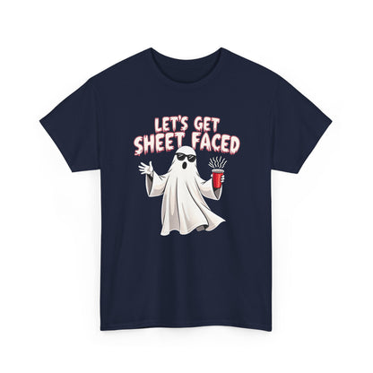 Let's Get Sheet Faced Ghost T‑Shirt — Funny Halloween Party Tee