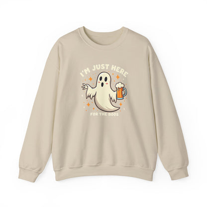 Halloween Ghost Sweatshirt — "I'm Just Here for the Boos" Cozy Crewneck