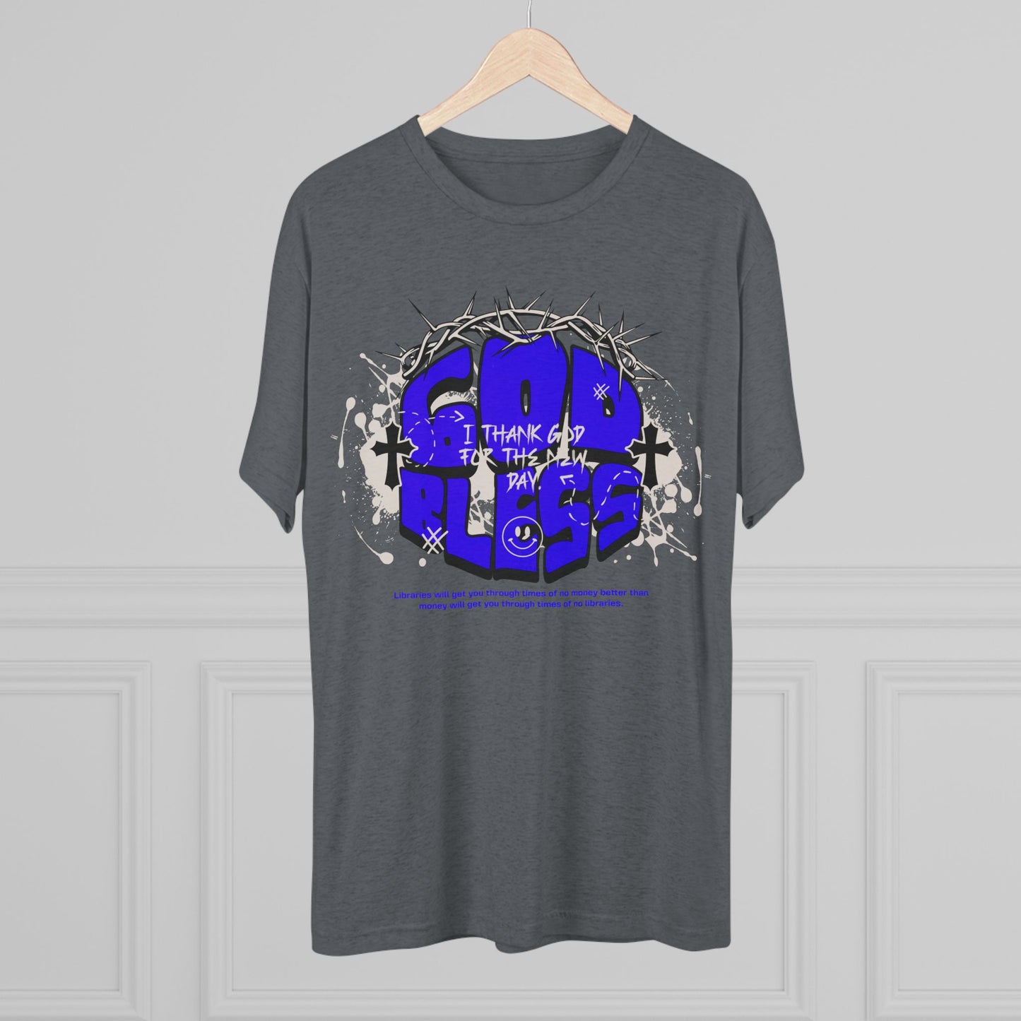 God Bless graphic, Unisex Tri-Blend Crew Tee