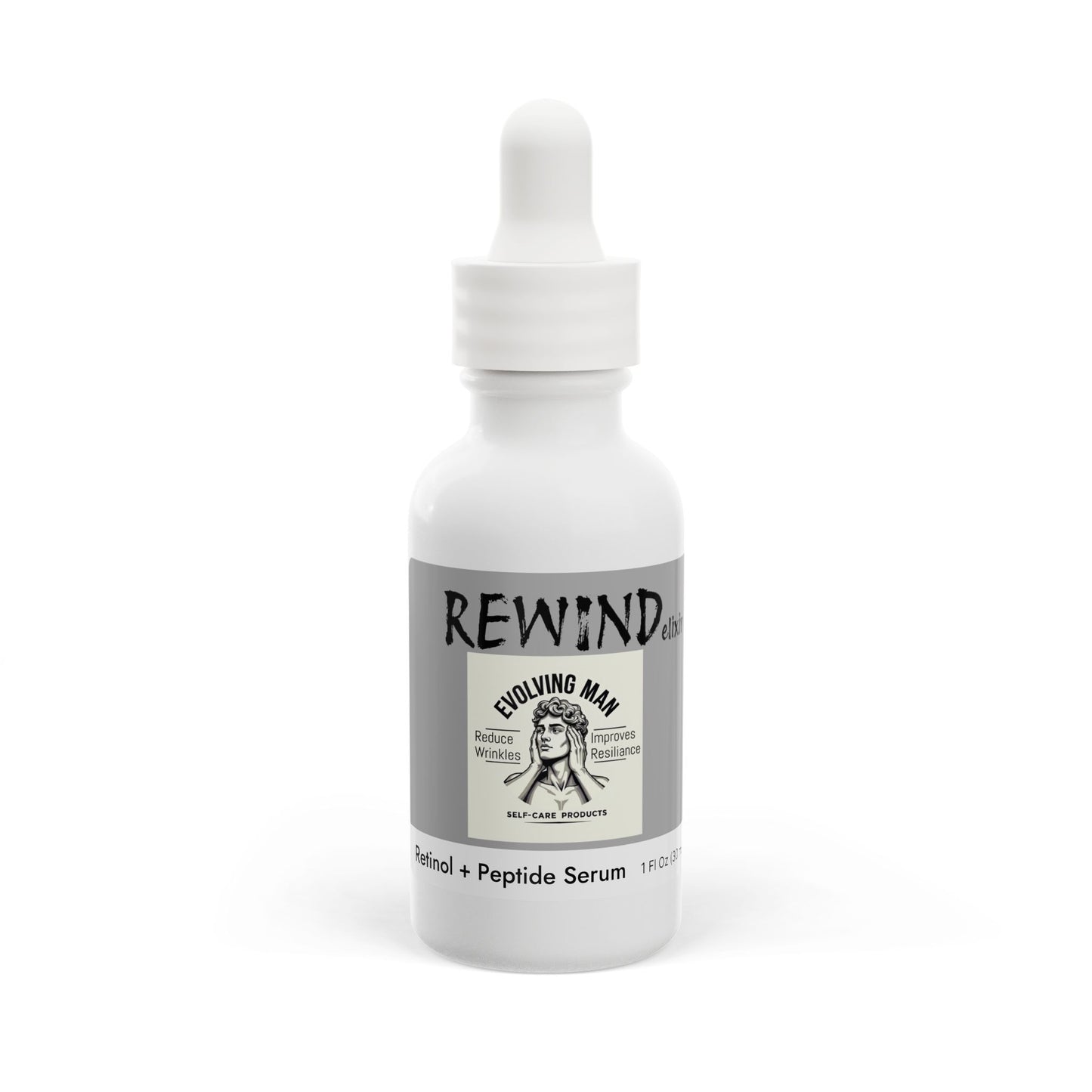 Rewind Elixir, Retinol and Peptide Face Serum, 1oz, Evolving Man Self- Care