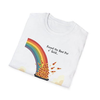 T‑Shirt — "Found the Real Pot of Gold" Rainbow & Leprechaun Cat Graphic