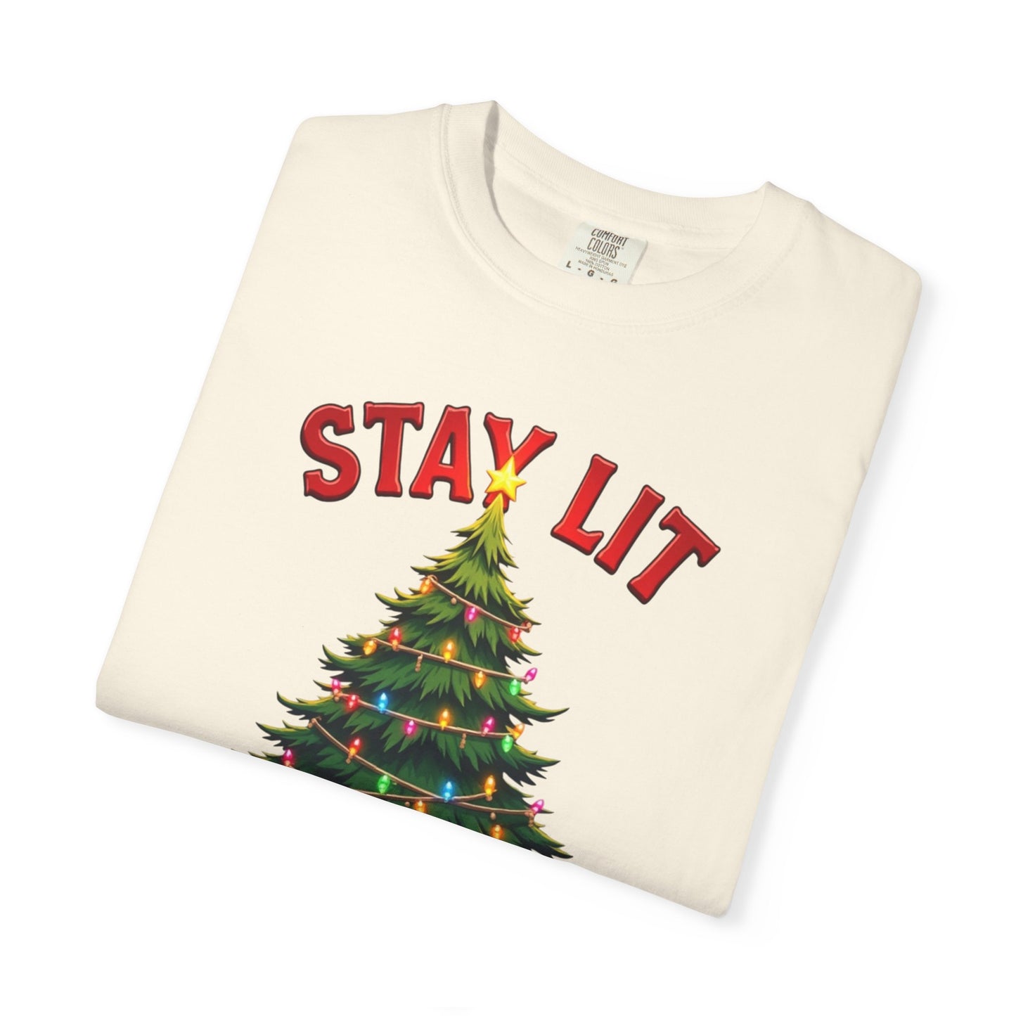 Stay Lit Christmas T-Shirt — Festive Holiday Tree Graphic Tee