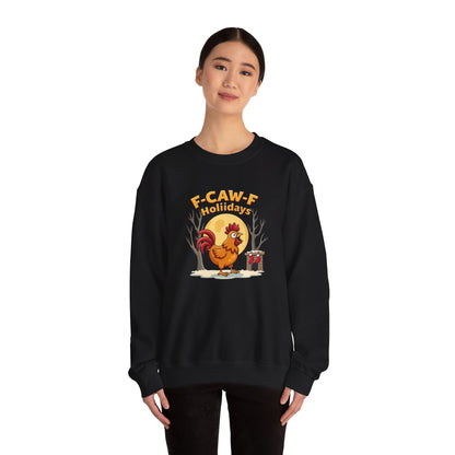 Rooster F-Caw-f Holiday sweater, Unisex Heavy Blend™ Crewneck Sweatshirt