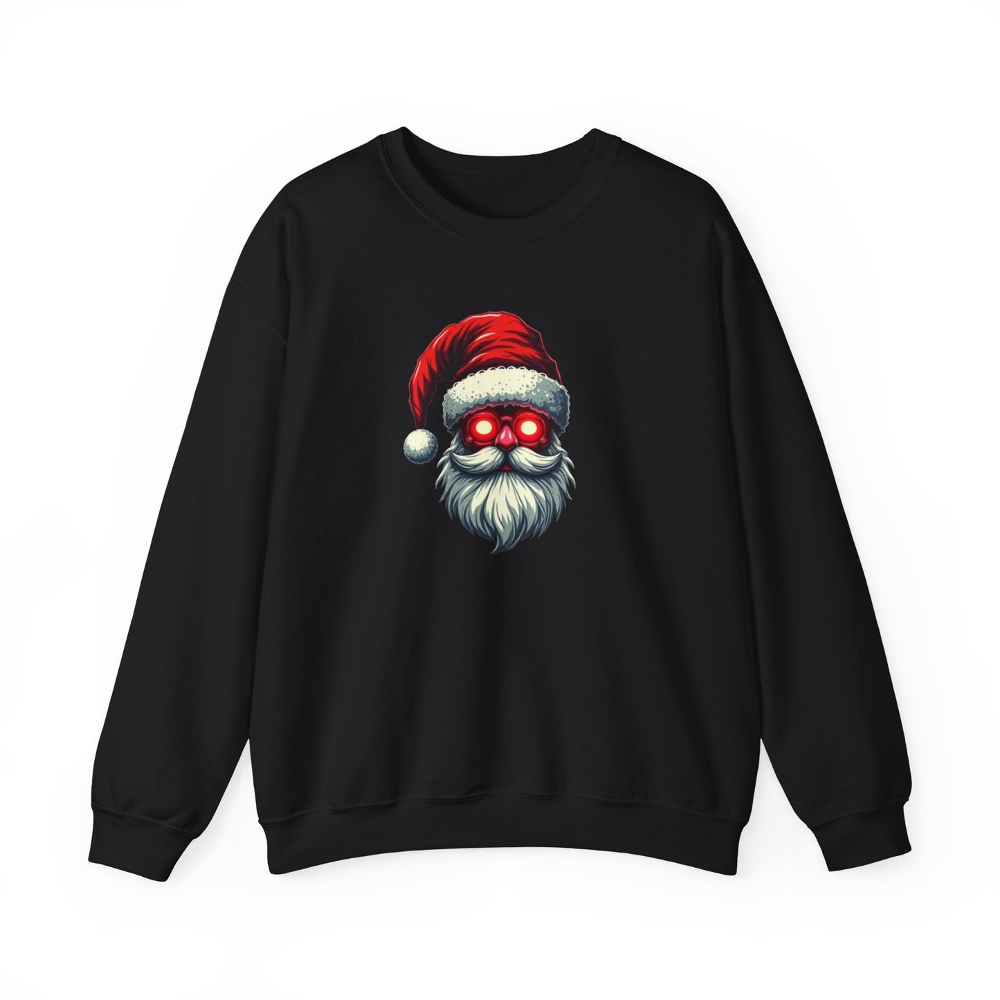 Santa Glitchin' Sweatshirt — Retro Cyber Santa Christmas Crewneck
