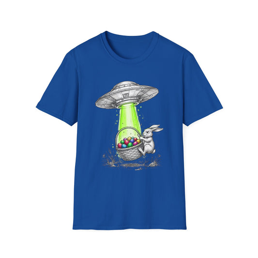 Alien Abduction Easter Bunny T-Shirt — UFO Beaming Candy Design