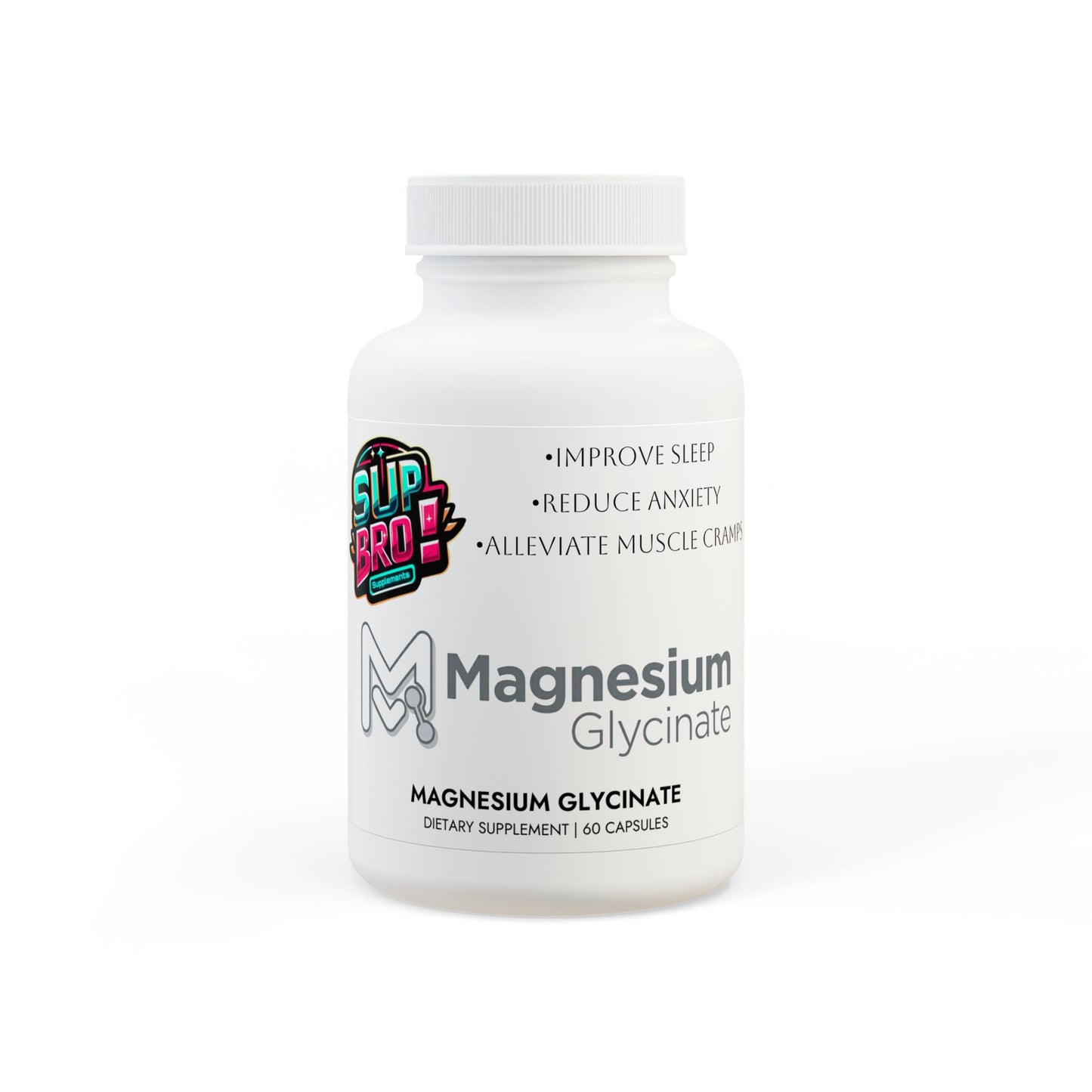 Magnesium Glycinate Capsules — Stress Relief, Better Sleep & Muscle Cramp Support (60 ct)