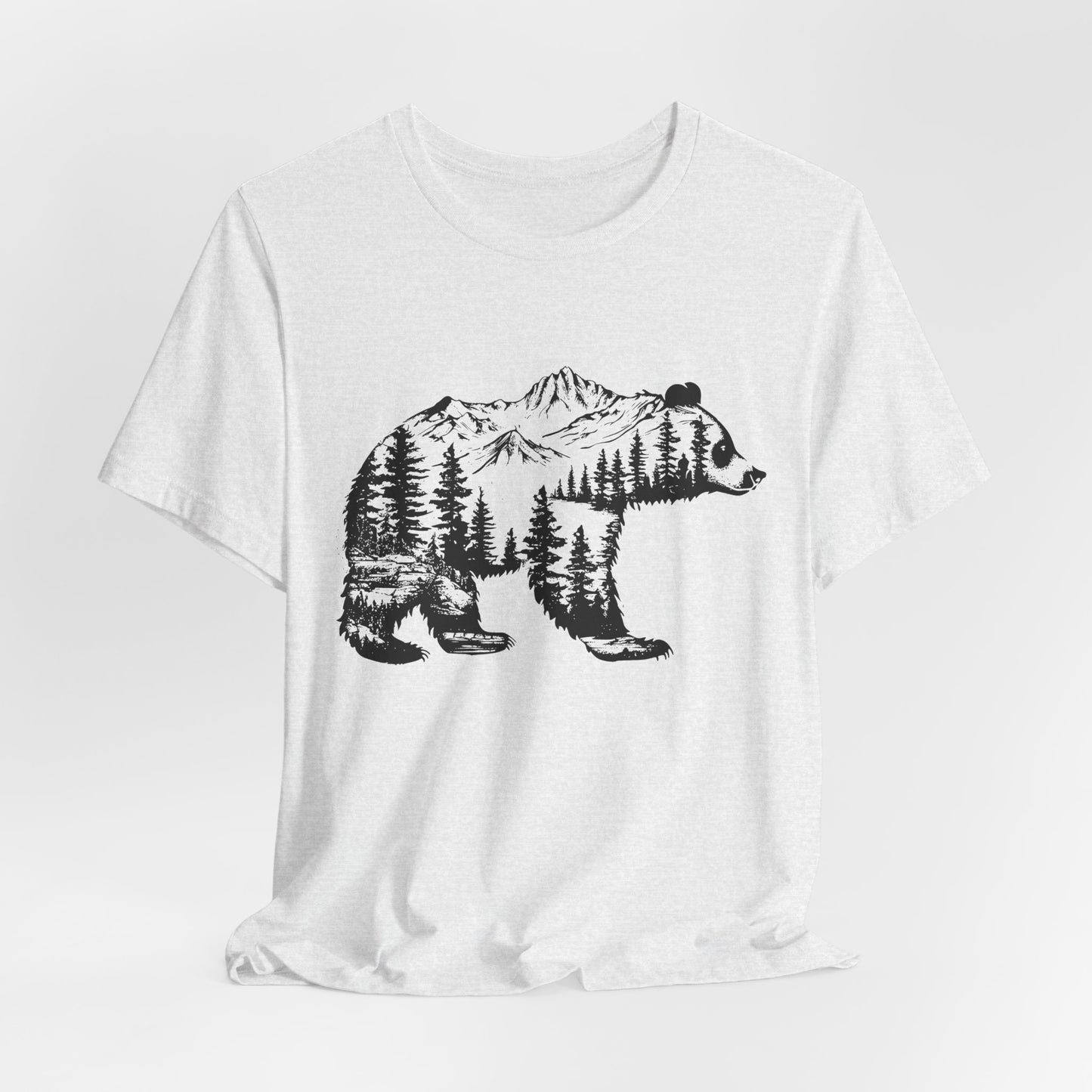 Mountain Bear Graphic Tee — Forest Silhouette Nature T-Shirt