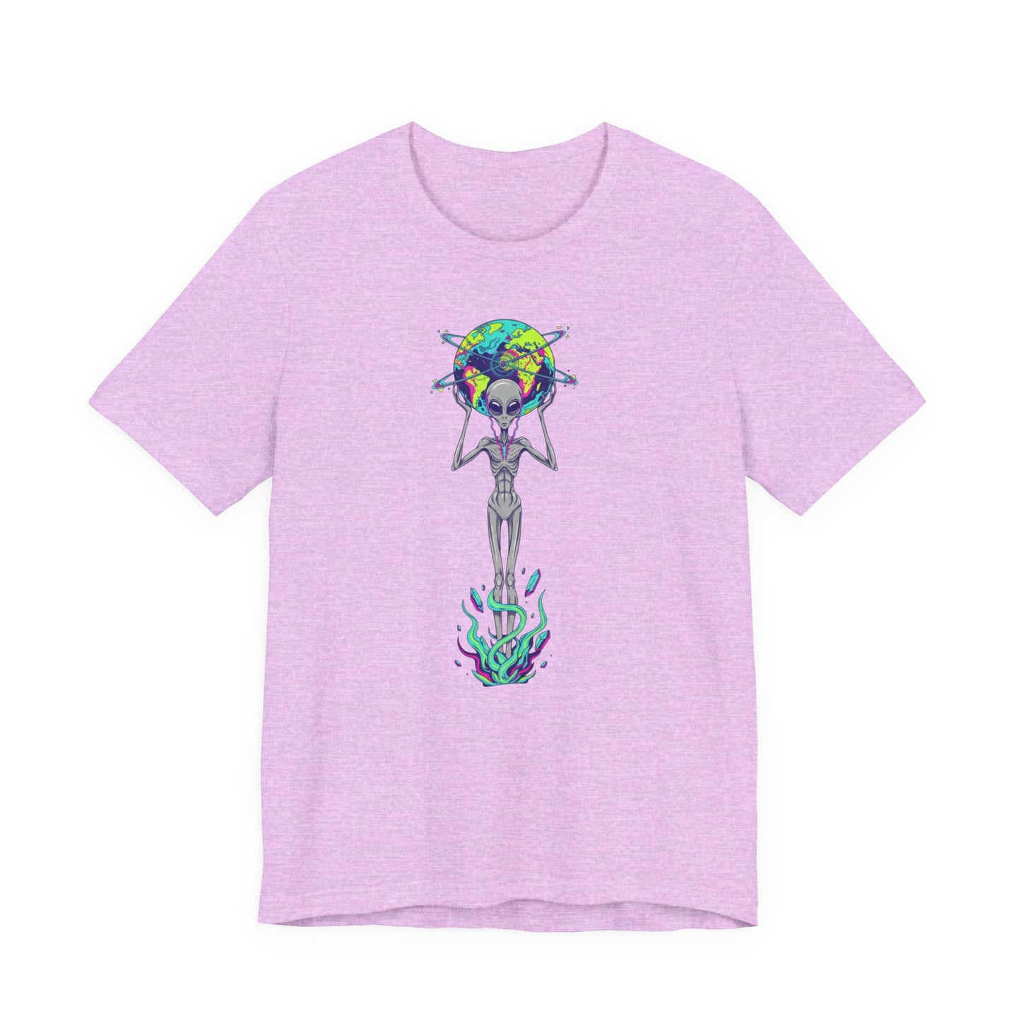 Alien Holding Earth Graphic Tee — Cosmic Sci‑Fi Alien Shirt