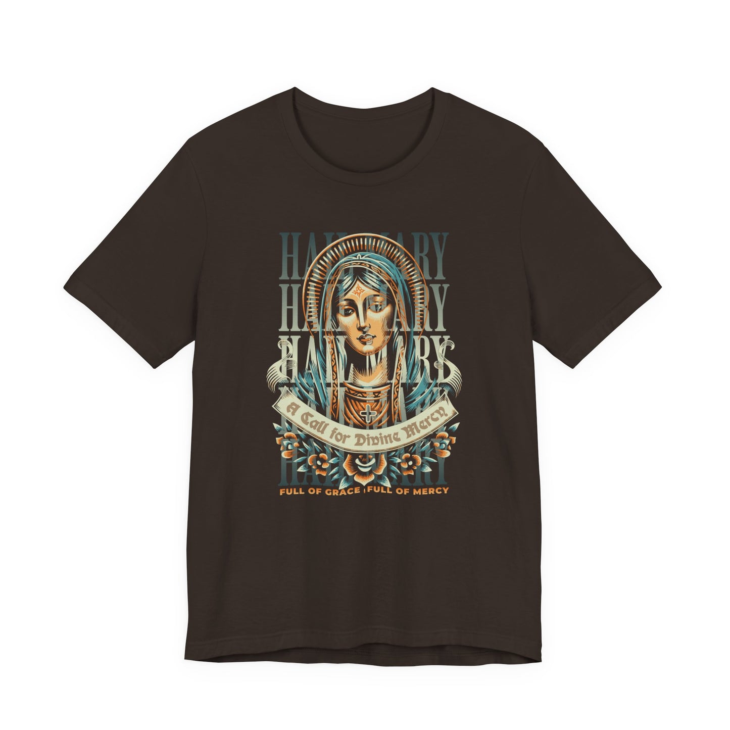 Mary Ave Maria Graphic Tee — 'Ave Maria' Vintage Religious Portrait T‑Shirt