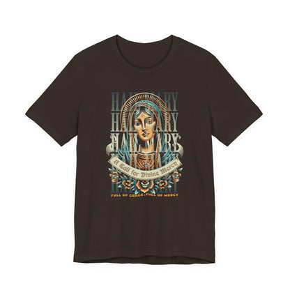Mary Ave Maria Graphic Tee — 'Ave Maria' Vintage Religious Portrait T‑Shirt