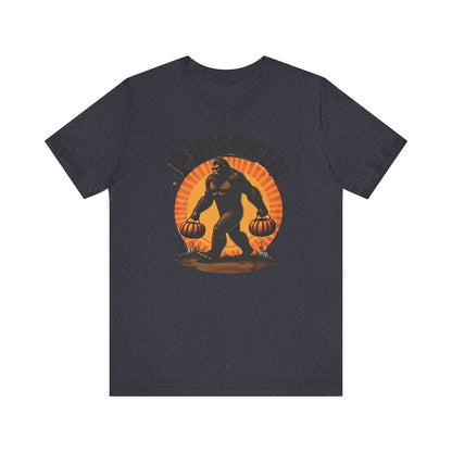 Pumpkin Bigfoot T-Shirt – Unisex Harvest Tee for Fall, Halloween, Autumn Celebrations, Gift for Nature Lovers, Casual Wear