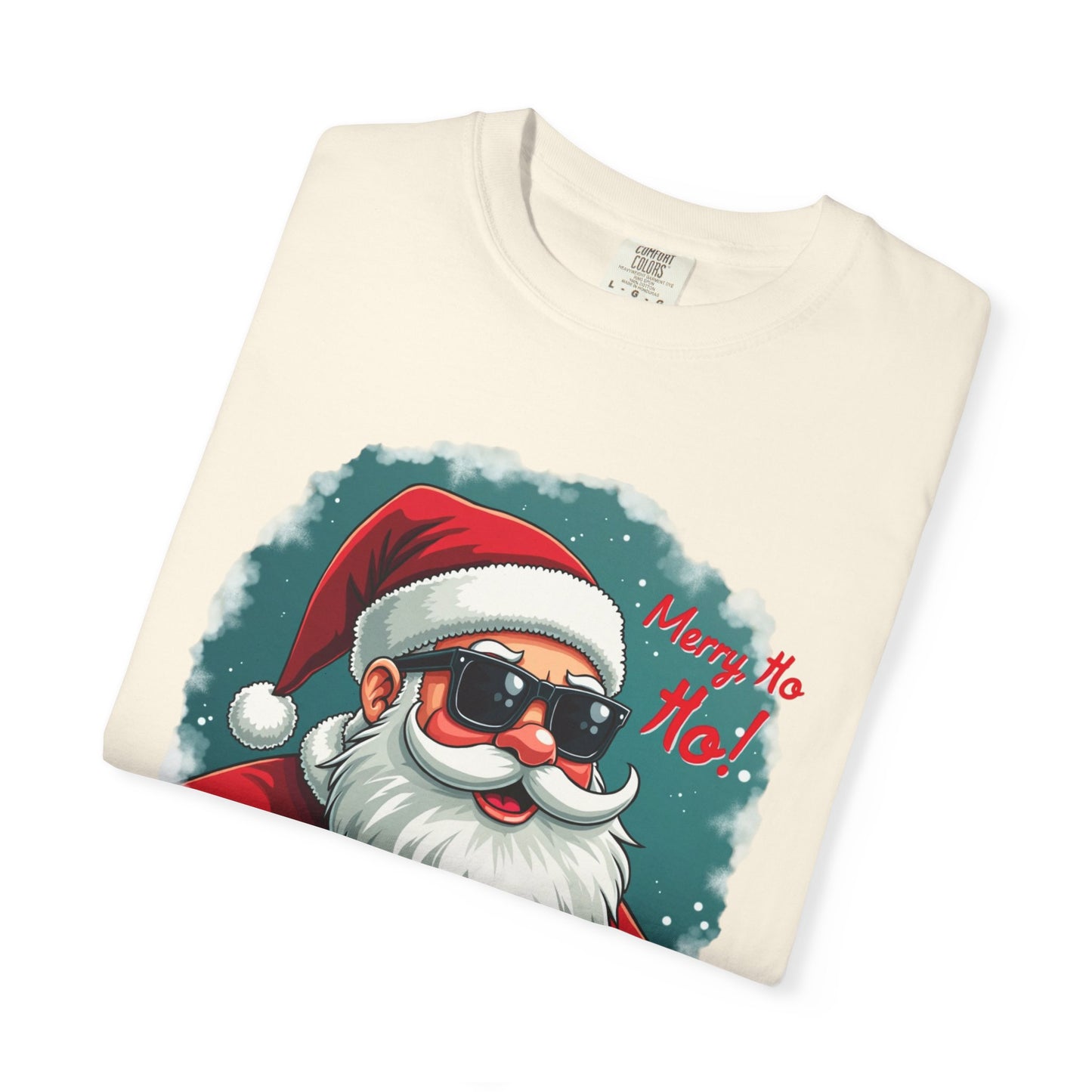 Santa Sunglasses T-Shirt — "Merry Ho Ho!" Cool Retro Christmas Tee