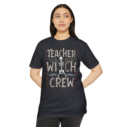 Teacher Witch Crew T-Shirt — Halloween Skeleton Teacher Tee