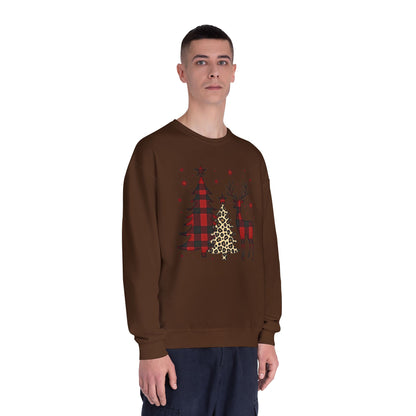 Christmas Buffalo Plaid Trees & Reindeer Crewneck Sweatshirt