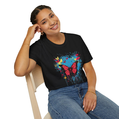 Butterfly Splash T-Shirt — Colorful Drip Butterfly Graphic Tee