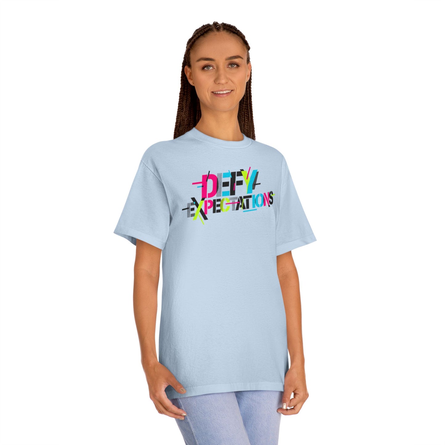 Defy Expectations Tee — Bold Retro Graphic T-Shirt