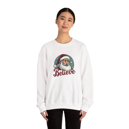 Believe Santa Crewneck Sweatshirt — Vintage Christmas Holiday Sweatshirt