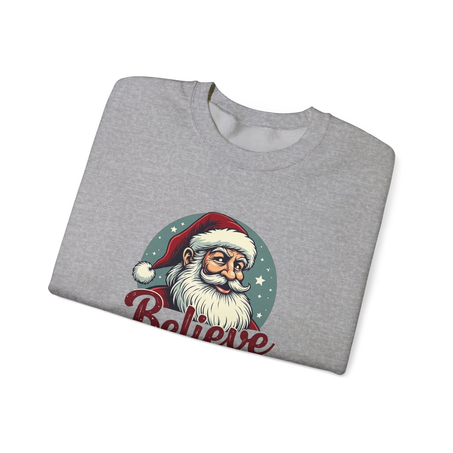 Believe Santa Crewneck Sweatshirt — Vintage Christmas Holiday Sweatshirt