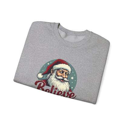 Believe Santa Crewneck Sweatshirt — Vintage Christmas Holiday Sweatshirt