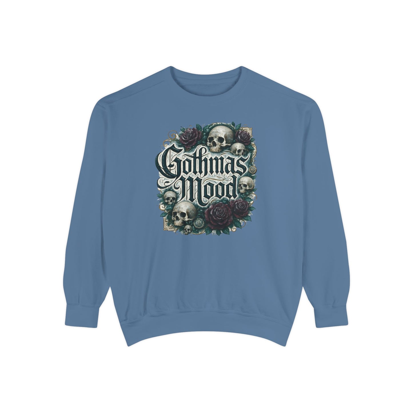 Gothmas Mood Sweatshirt — Gothic Skull & Roses Holiday Pullover