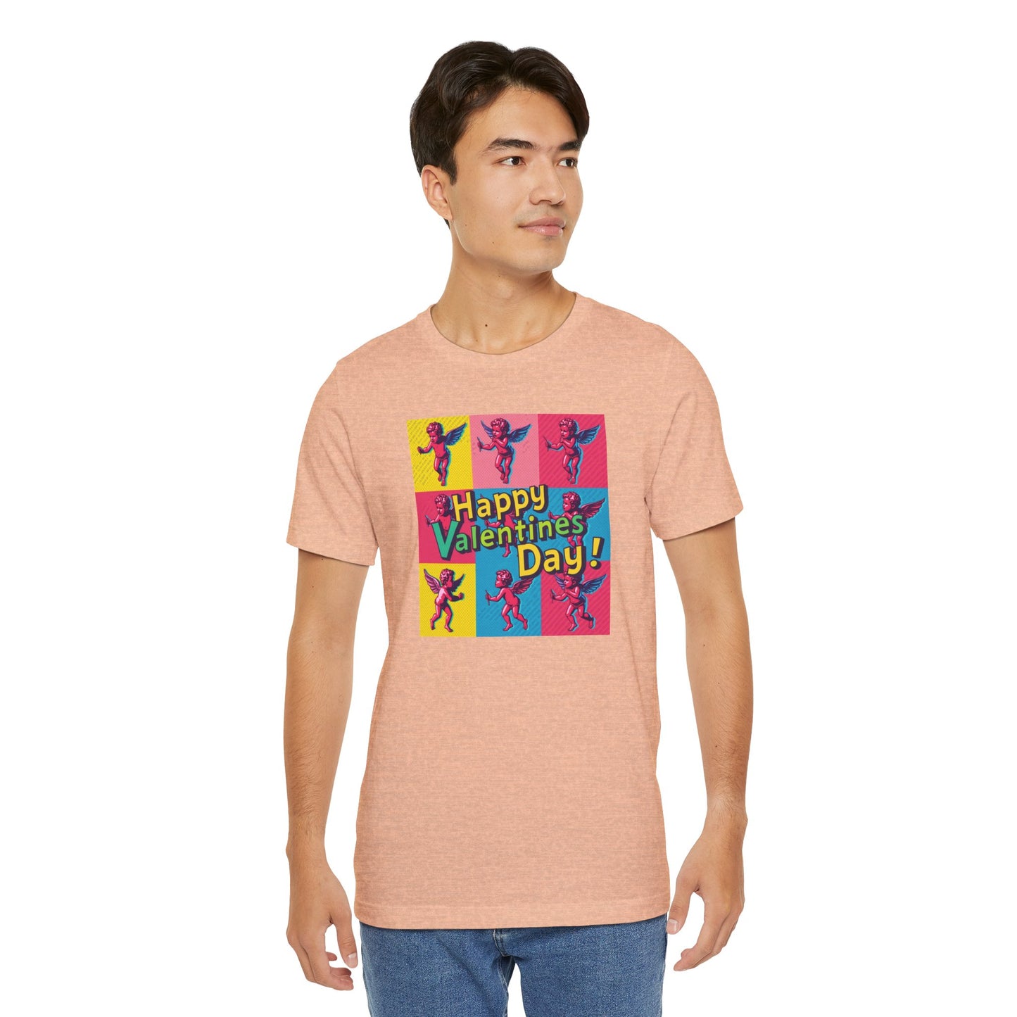 Valentine's Day Pop Art Tee — "Happy Valentine's Day!" Cupid Graphic Shirt