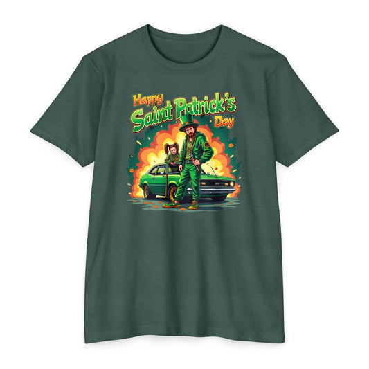Saint Patrick's Day T-Shirt — "Happy Saint Patrick's Day" Retro Leprechaun Design