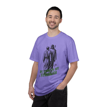 Christian T-Shirt — "His Love Is My Strength" Graphic Tee