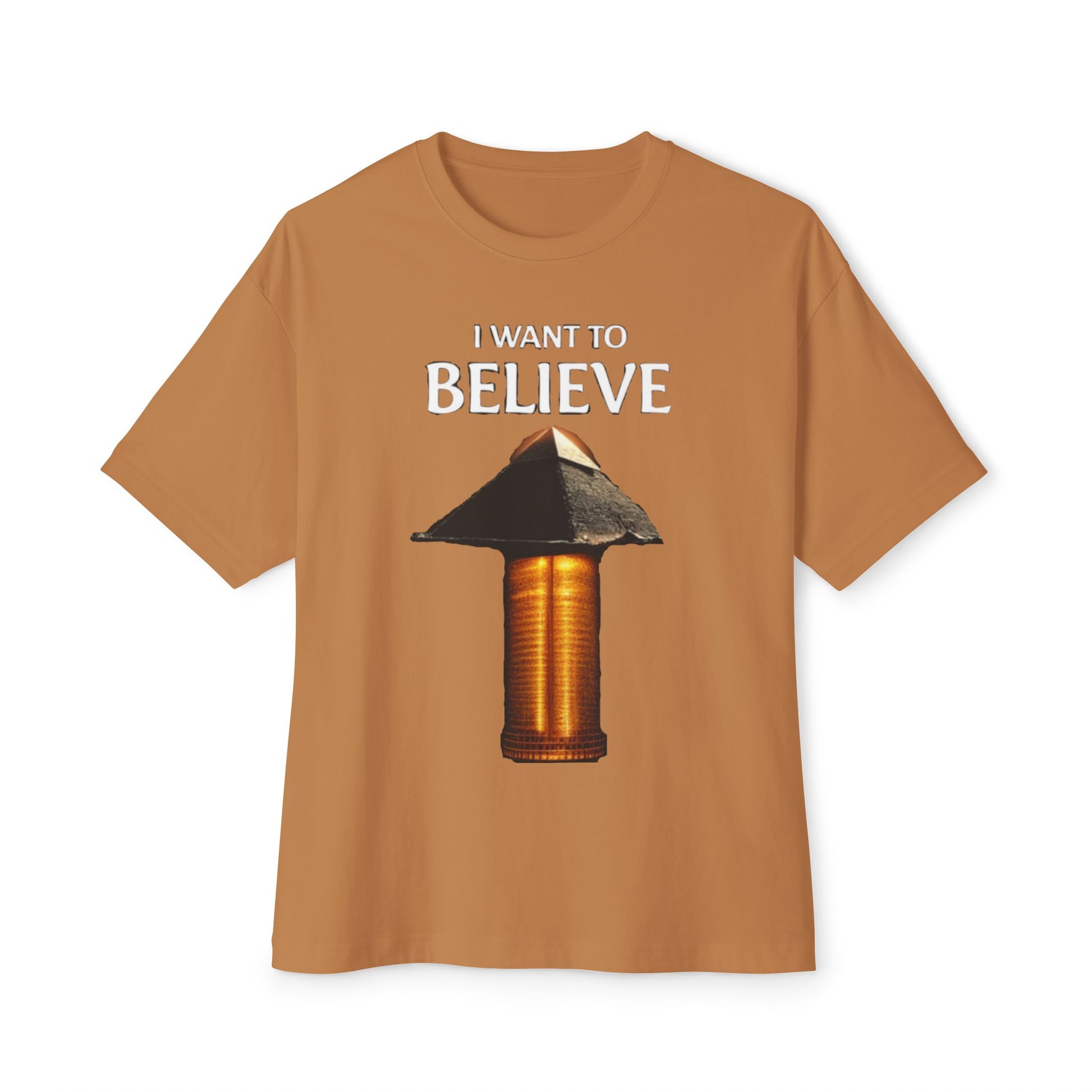 I Want to Believe Pyramid Tee, Unisex Tee, Oversized T-Shirt, UFO Humor Shirt, Gift for Sci-Fi Lovers, Casual Graphic Top - Psychonaut Swag