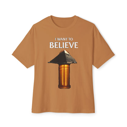 I Want to Believe Pyramid Tee, Unisex Tee, Oversized T-Shirt, UFO Humor Shirt, Gift for Sci-Fi Lovers, Casual Graphic Top - Psychonaut Swag