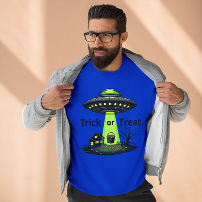Halloween UFO Sweatshirt - "Trick or Treat" Alien Abduction Crewneck