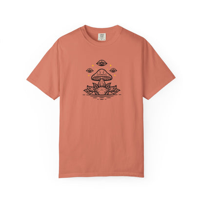 Mushroom Gift from Visitors, Unisex Garment-Dyed T-shirt - Psychonaut Swag