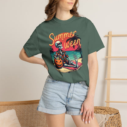 T-Shirt — "Summerween" Beach Skeleton Halloween Graphic Tee