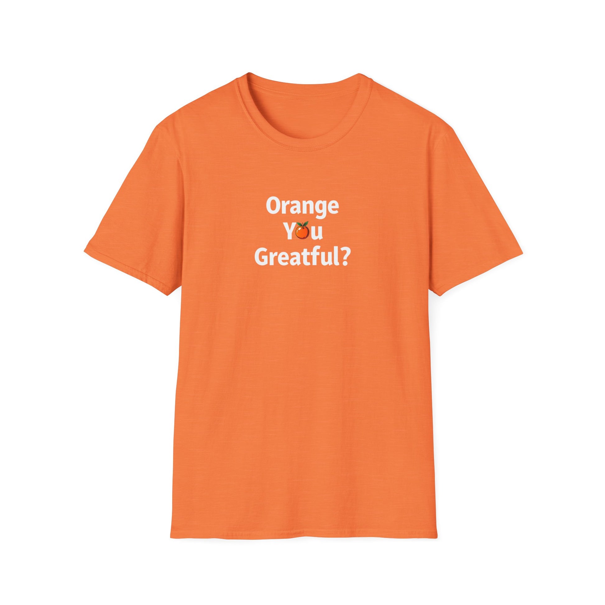 Grateful Orange T-Shirt, Unisex Casual Wear, Thanksgiving Shirt, Fall Vibes Tee, Gift for Friends, Comfortable Everyday Apparel - Psychonaut Swag