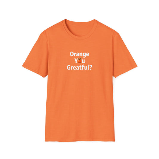 Grateful Orange T-Shirt, Unisex Casual Wear, Thanksgiving Shirt, Fall Vibes Tee, Gift for Friends, Comfortable Everyday Apparel - Psychonaut Swag