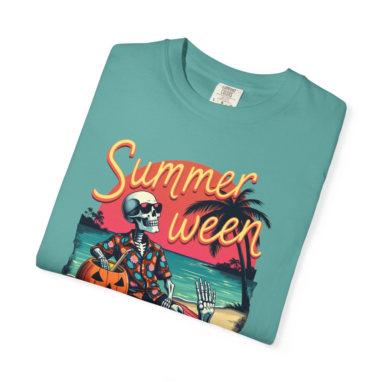 T-Shirt — "Summerween" Beach Skeleton Halloween Graphic Tee