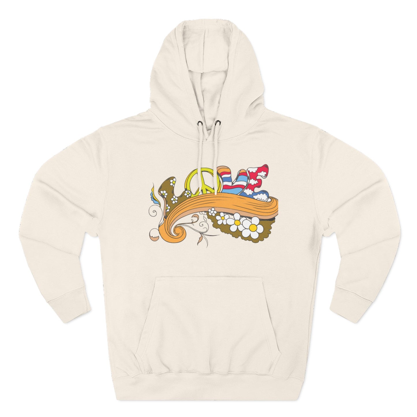 Love and Peace, Three-Panel Fleece Hoodie