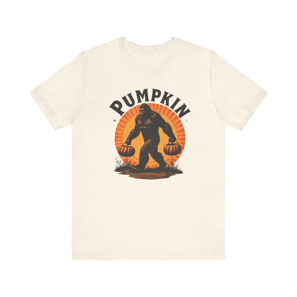 Pumpkin Bigfoot T-Shirt – Unisex Harvest Tee for Fall, Halloween, Autumn Celebrations, Gift for Nature Lovers, Casual Wear