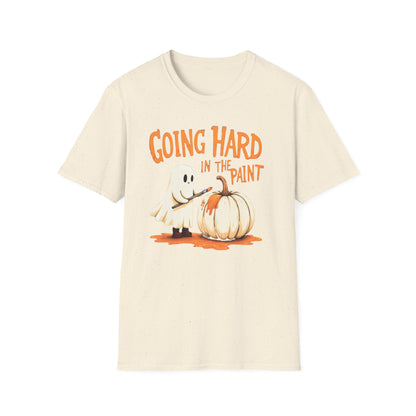 Halloween Ghost painting, T-Shirt, Fun Halloween Shirt, Unisex Softstyle Tee, Autumn Apparel, Pumpkin Design Tee