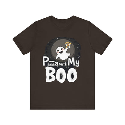 Ghost Pizza Boo Tee - Unisex Jersey Short Sleeve T-Shirt, Funny Halloween Shirt, Spooky Costume, Ghost Lover Gift, October Celebration