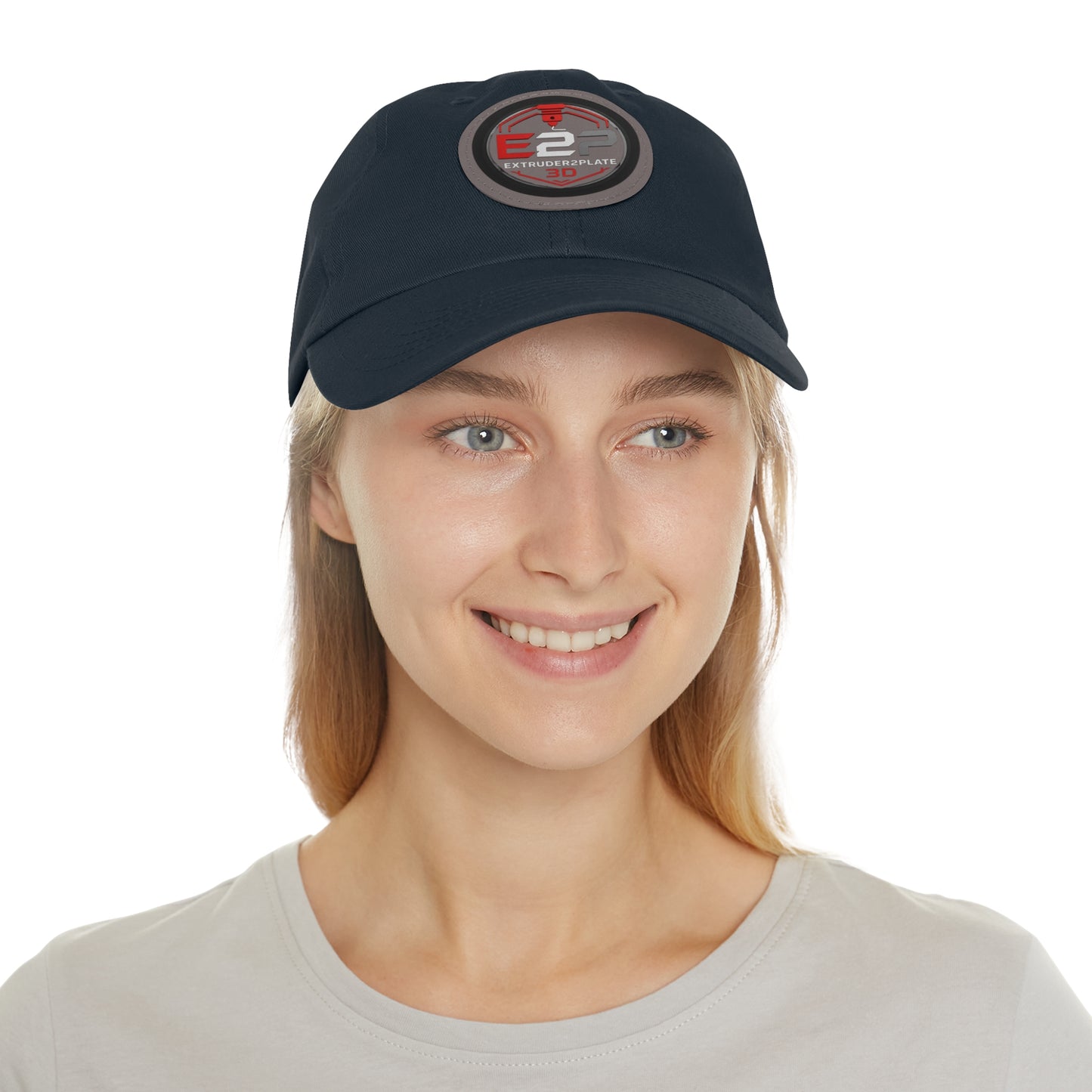 Extruder2Plate, Dad Hat with Leather Patch (Round)