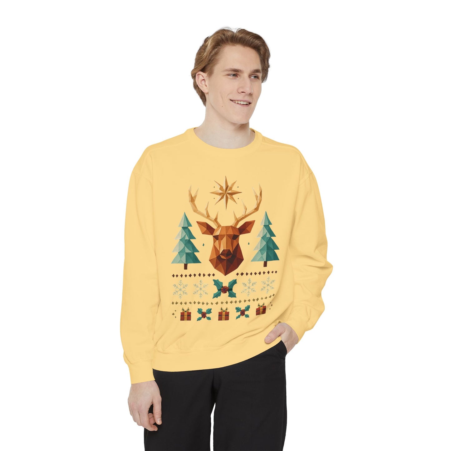 Reindeer Forest Sweatshirt — Vintage Holiday Moose Crewneck