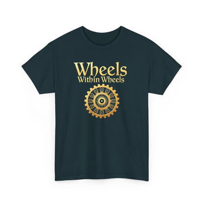 Wheels within wheels, Unisex Heavy Cotton Tee, Casual Wear, Gift for Cyclists, Graphic T-Shirt, Birthday Gift, Summer Style - Psychonaut Swag