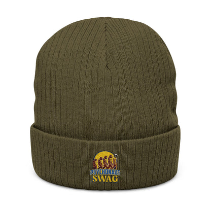 Psychonaut swag, small biz, Ribbed Knit Beanie - Cozy Embroidered Headwear for All Seasons, Winter Fashion, Gift Idea, Casual Style, Outdoor Fun