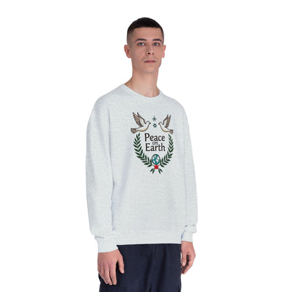 Peace on Earth Crewneck Sweatshirt — Holiday Dove & Laurel Graphic