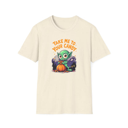 Trick or Treat Alien, T-Shirt, Cute Graphic Tee, Trick or Treat Shirt, Unisex Halloween Apparel, Fun Holiday Outfit