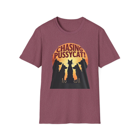 Chasing Pussycat Unisex Softstyle T-Shirt, Fun Cat Lovers Tee, Gift for Animal Enthusiasts, Quirky Casual Wear, Perfect for Festivals [...] - Psychonaut Swag