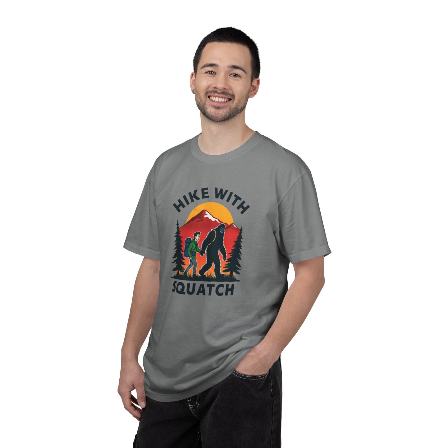Hike With Squatch T-Shirt — Vintage Bigfoot Hiking Graphic Tee