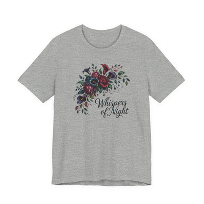 Whispers of Night Floral Tee — Dark Rose Bouquet Graphic T-Shirt