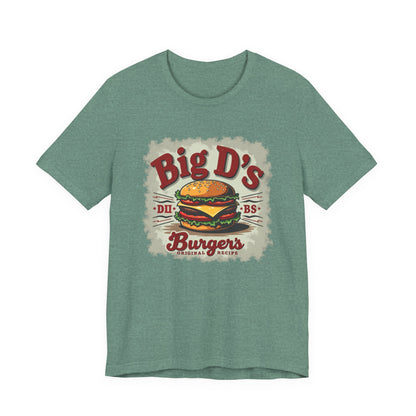 Big D's Burgers Unisex Jersey Tee - Fun Foodie Shirt, Casual Wear, Burger Lover Gift, Retro Fast Food T-Shirt, Summer BBQ Fashion - Psychonaut Swag