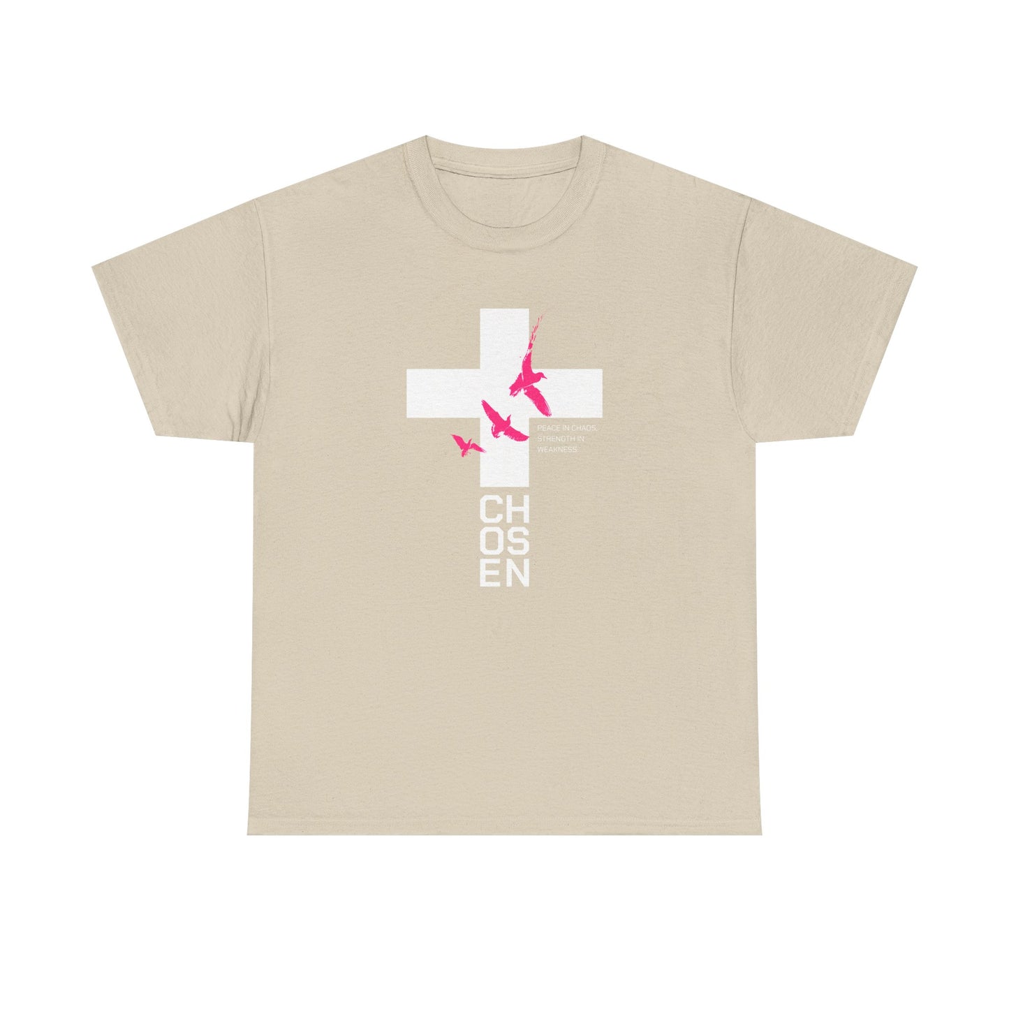 Chosen Cross T-Shirt — Bold Faith Graphic Tee with Pink Birds